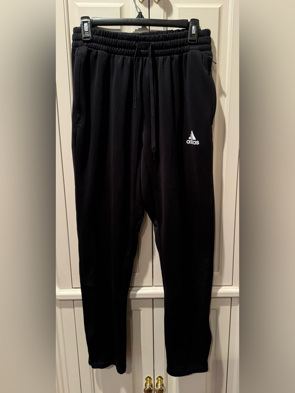 Men’s Adidas Black Athletic Pants - Size M - Zippered Pockets and Lower Leg
